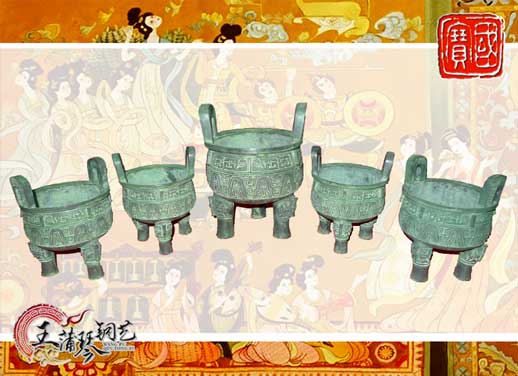 銅鼎，銅五鼎，中國鼎，佛像用鼎